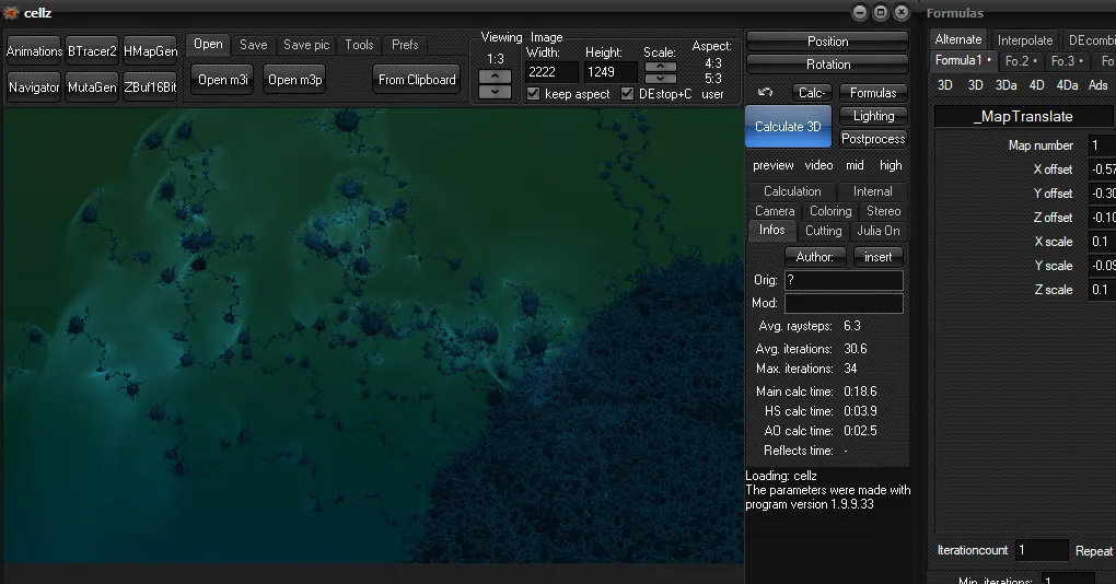 A fractal rendering of a dark teal nebula with branching, coral-like structures.