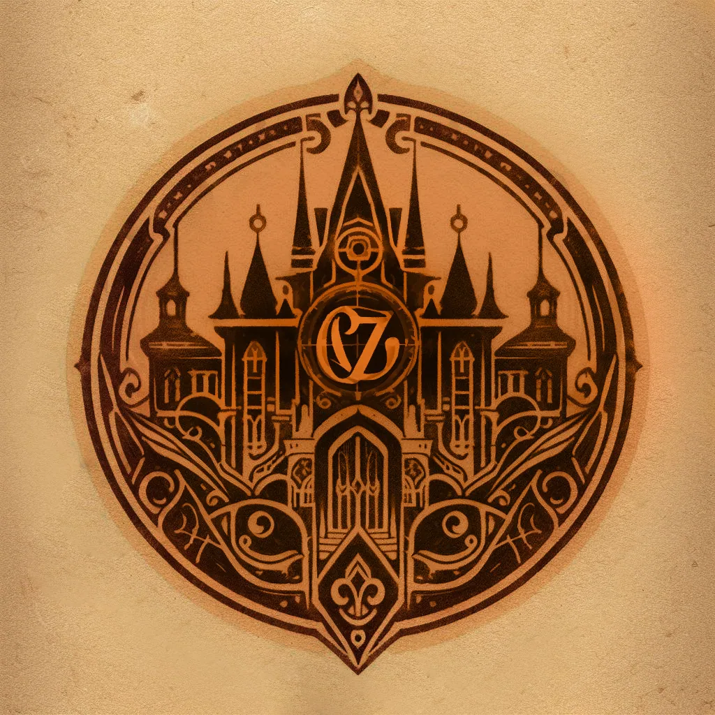 A circular emblem featuring a stylized castle with the letters 'OZ' in the center.